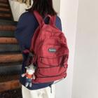 Drawstring Buckled Zip Nylon Backpack
