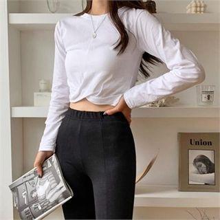 Round-neck Draped Cropped Top