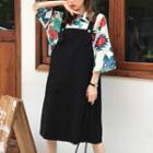 Elbow-sleeve Floral Print Shirt / Jumper Dress