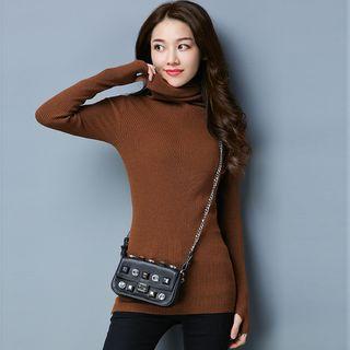 Long-sleeve Turtleneck Knit Pullover