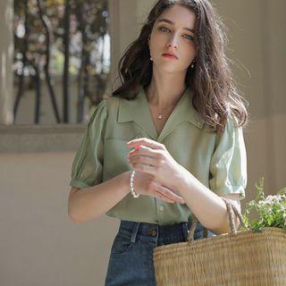Puff-sleeve Collar Chiffon Blouse