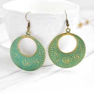 Engraving Earring Eh343 - Green - One Size
