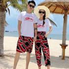 Couple Matching Short-sleeve Letter T-shirt / Shorts / Midi Skirt / Set