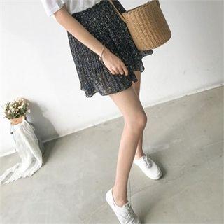 Inset Shorts Floral Chiffon Miniskirt