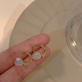 Heart Faux Pearl Rhinestone Alloy Dangle Earring 1 Pair - Gold - One Size