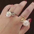 Faux Pearl Alloy Bead Ring