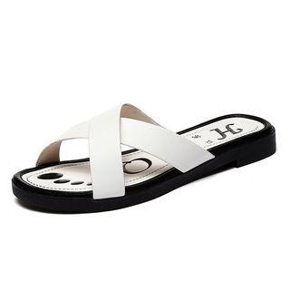 Peep-toe Flat Mule Sandals