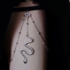 Snake Pendant Layered Thigh Chain 1pc - Silver & Black - One Size
