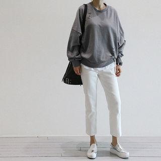 Round-neck Distressed Pullover