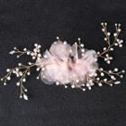 Wedding Fabric Flower & Branches Hair Clip Pink - One Size