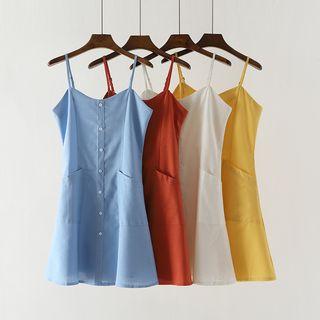 Spaghetti Strap Button Front A-line Sundress