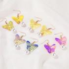 Faux Pearl Plastic Butterfly Dangle Earring