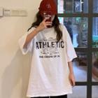 Cartoon Print Elbow-sleeve Tunic T-shirt