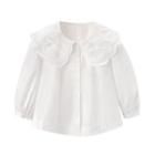 3/4-sleeve Lace Collar Button-up Blouse