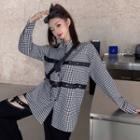 Long-sleeve Checked Buckled Shirt As Shown In Figure - One Size