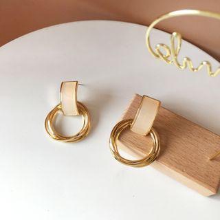 Sterling Silver Hoop Drop Earring 1 Pair - Gold - One Size