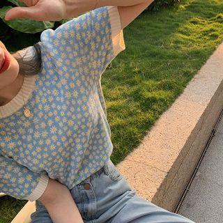 Short-sleeve Floral Knit Top / Cardigan