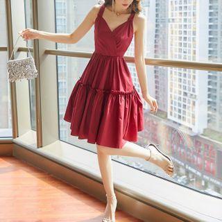 Sleeveless Crinkled Short A-line Dress