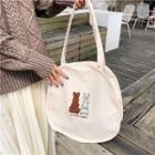 Rabbit Embroidery Canvas Tote Bag As Shown In Figure - One Size