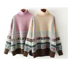 Turtleneck Cat Patterned Sweater