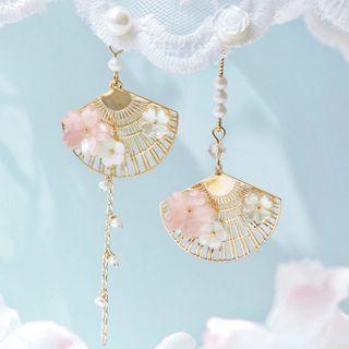 Non-matching Fan Drop Earring 1 Pair - As Shown In Figure - One Size