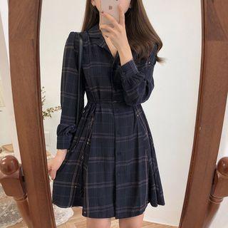 Plaid Notch-lapel Shirtdress