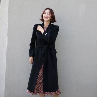 Handmade Long Wrap Coat With Sash