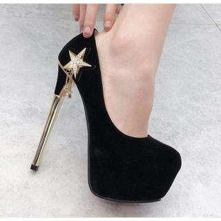 Star Accent Platform High Heel Pumps