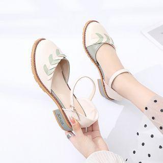 Contrast Trim Block Heel Sandals