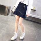 Ruffled Denim A-line Skirt