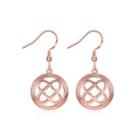 Romantic Elegant Fashion Rose Gold Plated Hollow Out Round Earrings Rose Gold - One Size