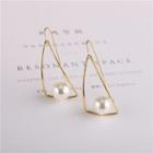 Faux Pearl Alloy Triangle Dangle Earring 1 Pair - As Shown In Figure - One Size