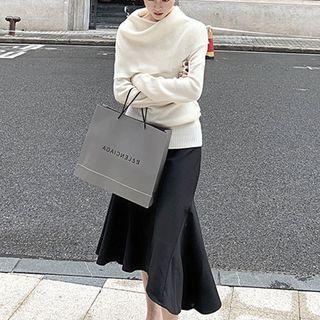 Set: Plain Sweater + Asymmetrical Midi A-line Skirt