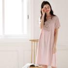 Short-sleeve Fox Print Sleep Dress