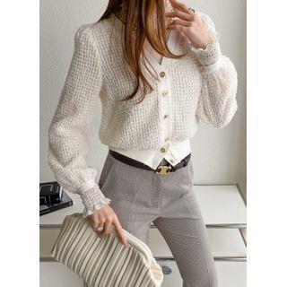 V-neck Fringed Cropped Cardigan