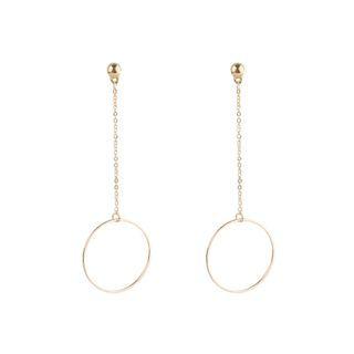 Alloy Hoop Dangle Earring 1 Pair - B0460 - Gold - One Size