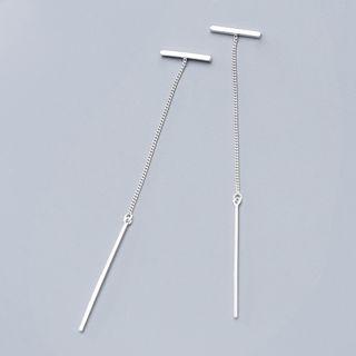 925 Sterling Silver Bar Dangle Earring 1 Pair - S925 Silver - Silver - One Size