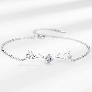 Deer Horn Rhinestone Sterling Silver Bracelet