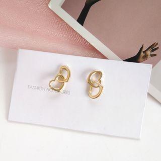 Linked Heart Stud Earring / Clip-on Earring