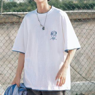 Inset Printed Short-sleeve Oversize Tee