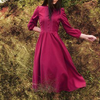 Lace Trim A-line Midi Dress