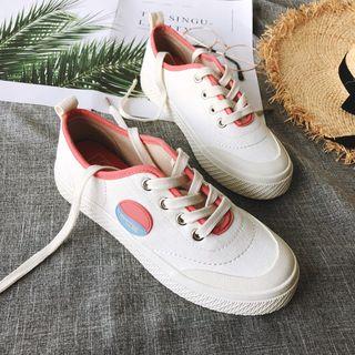 Contrast-trim Canvas Lace-up Shoes