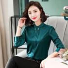 Faux Pearl Pintuck Blouse