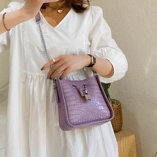 Croc Grain Lock Charm Crossbody Bag
