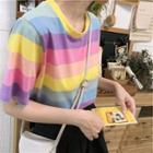 Short-sleeve Striped T-shirt Rainbow - One Size