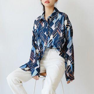 Long-sleeve Patterned Shirt As Shown In Figure - One Size