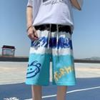 Lettering Cartoon Print Shorts