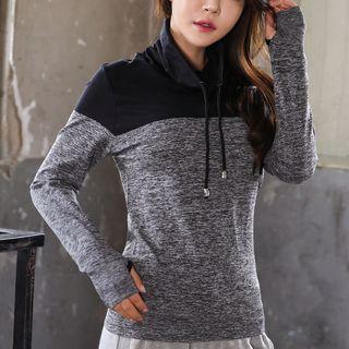 Sport Color Block Cowl Neck Pullover