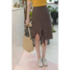 Drape-front Linen Blend Skirt