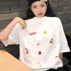 Pill Pattern Elbow-sleeve T-shirt
